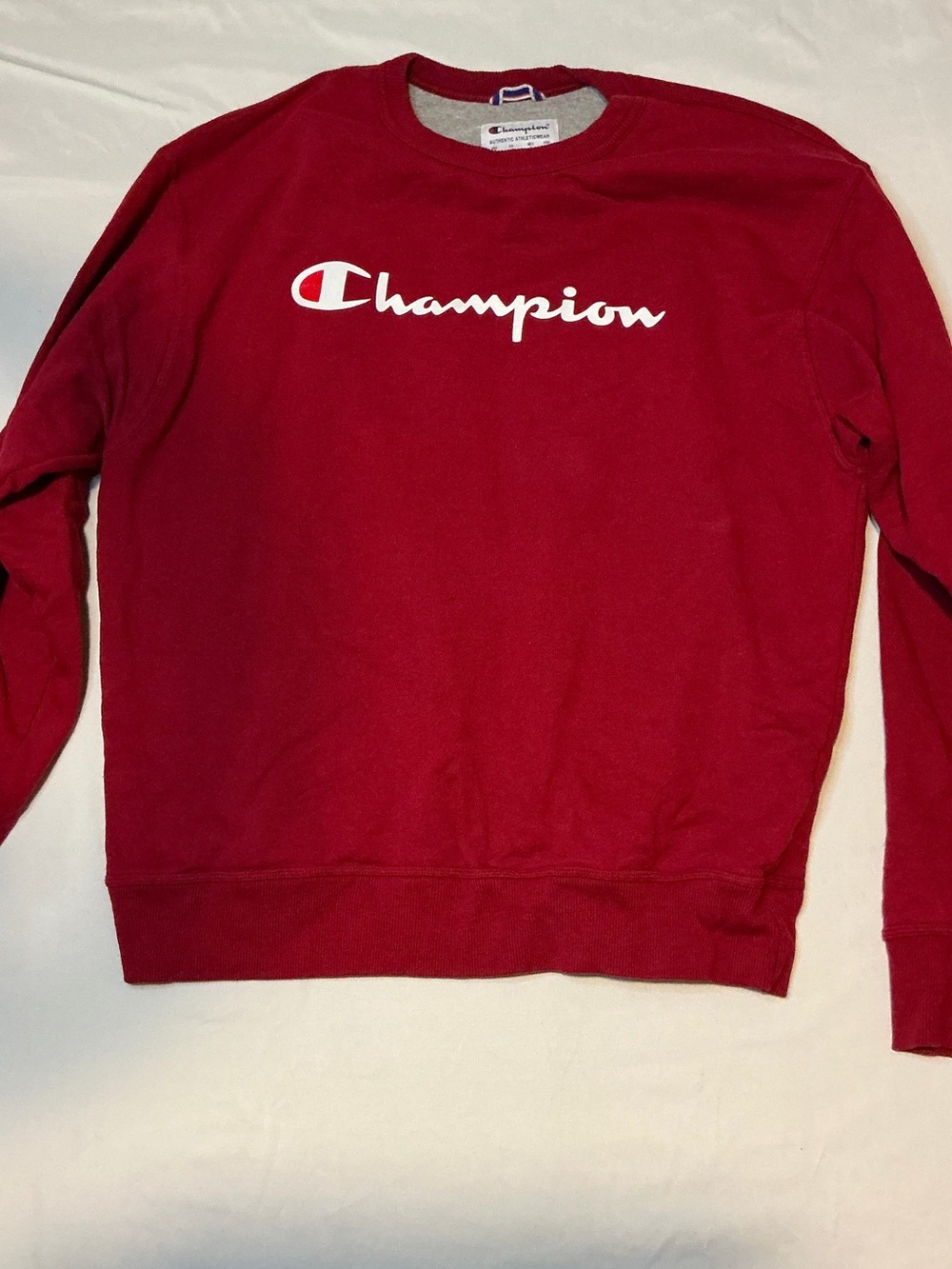Champion Women's Burgundy Crewneck Sweatshirt with Script Logo